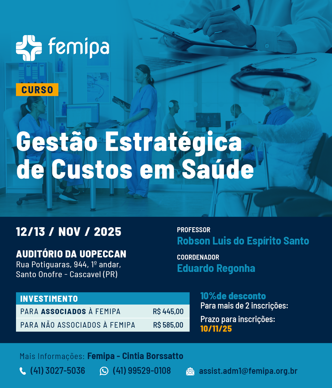 FEMIPA Promove Curso de Gestão Estratégica de Custos em Saúde em Cascavel